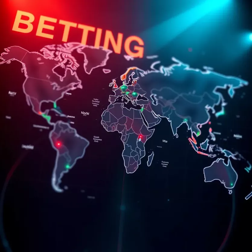 Global map highlighting international betting markets