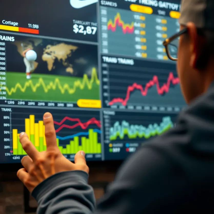 Graphs and statistics depicting golf betting trends