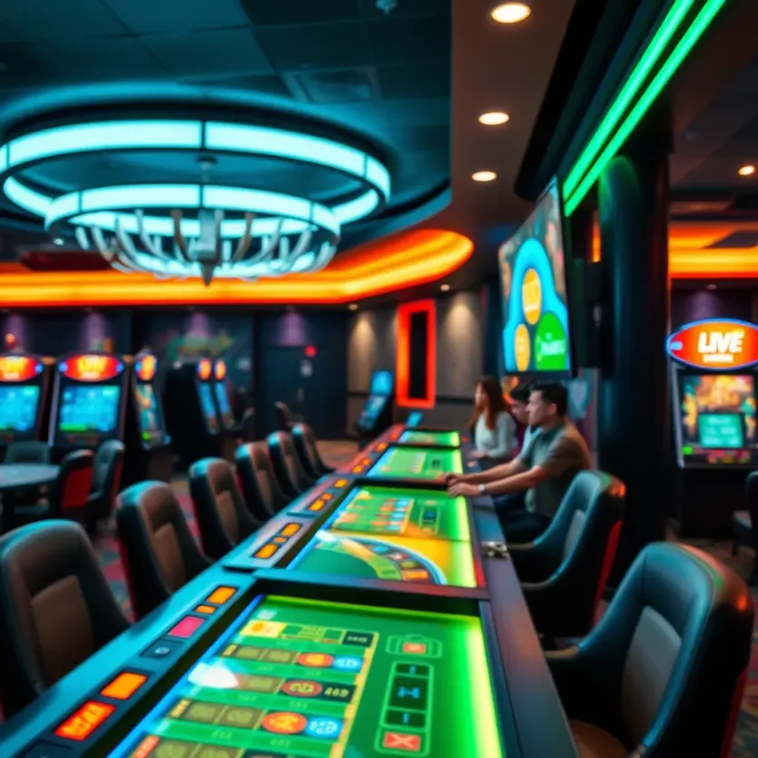 Live casino gaming environment showcasing interactive features