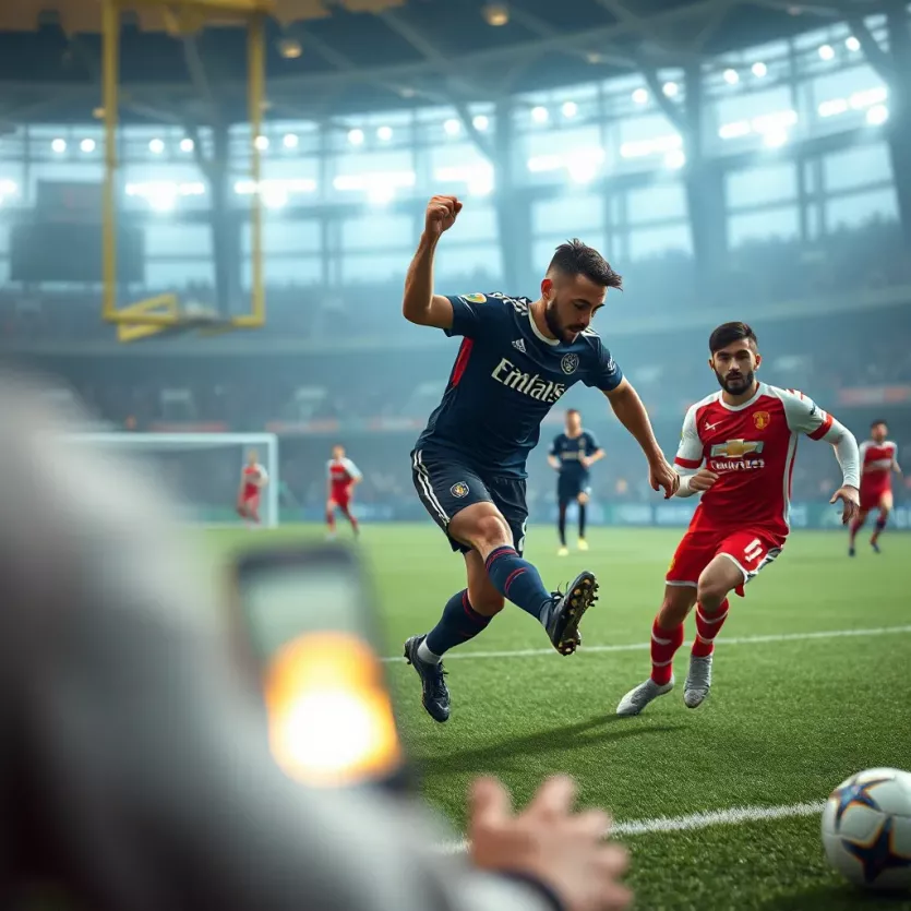 Virtual football match in progress