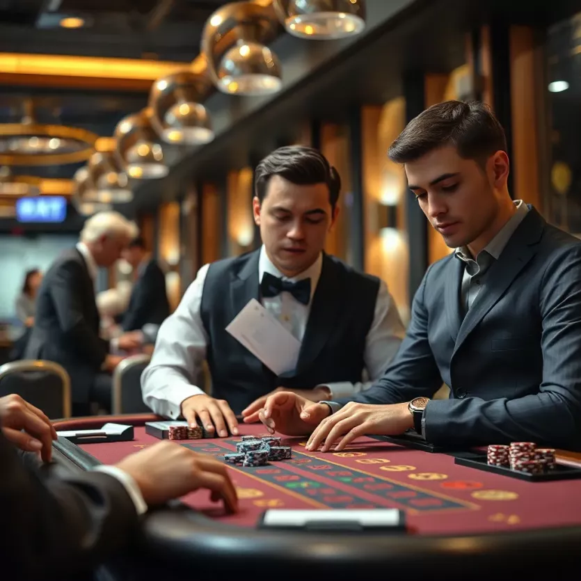 A sophisticated live dealer setting during a game