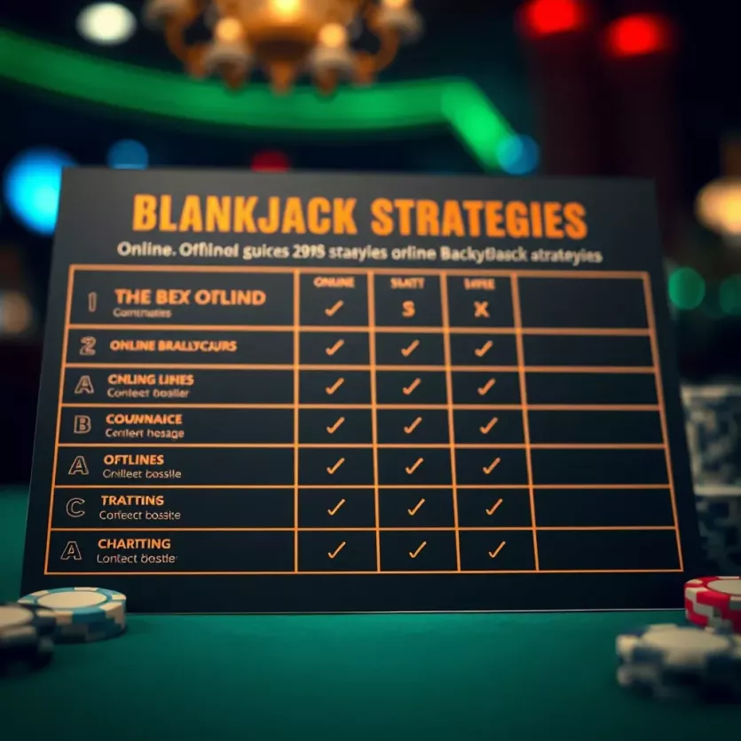A comparison chart showcasing online versus offline blackjack strategies