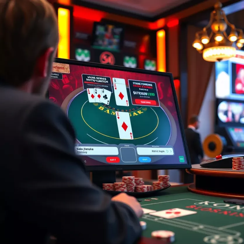 A strategic overview of an online blackjack game interface