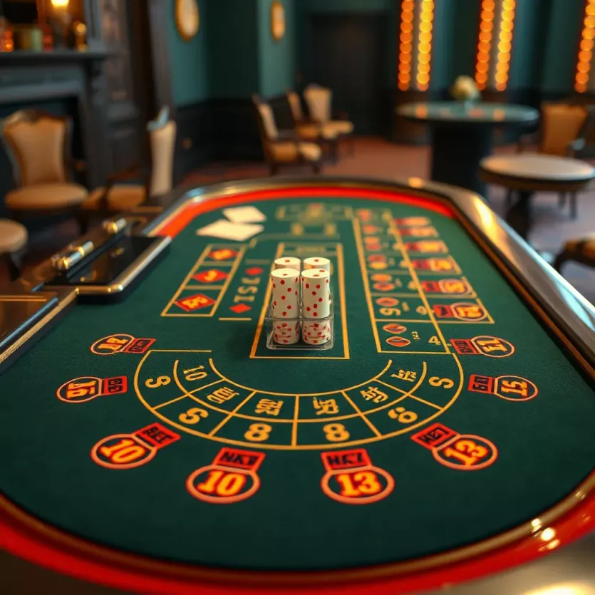 Detailed layout of a baccarat table