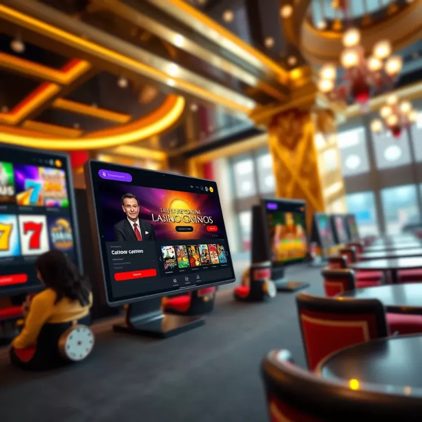 Luxurious online casino interface showcasing vibrant games