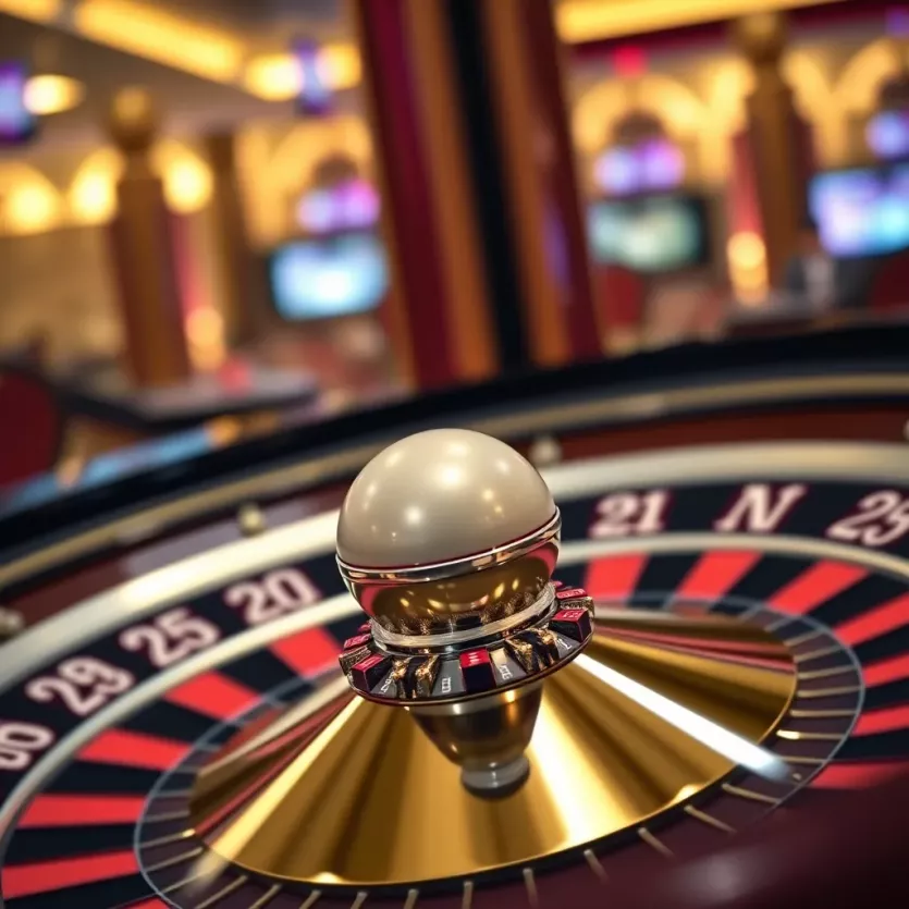 Elegant roulette wheel with a spinning ball, symbolizing chance and strategy