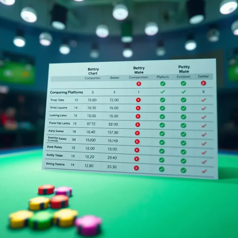 A comparison chart of various betting platforms