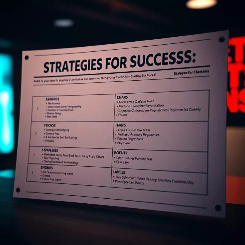A strategic betting chart with various strategies outlined