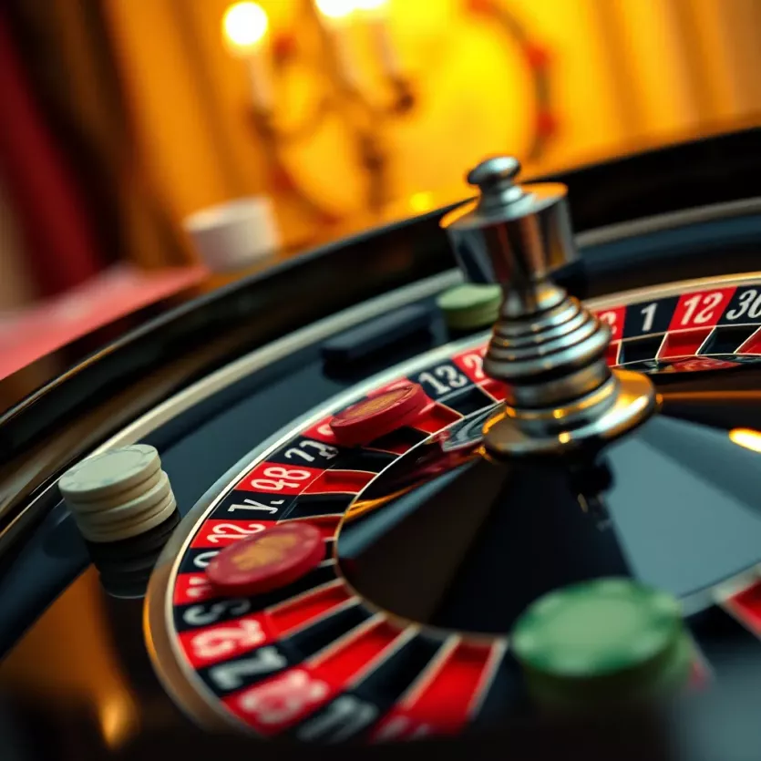 A roulette wheel with chips placed strategically