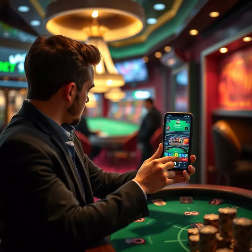 User navigating the Unibet casino app interface