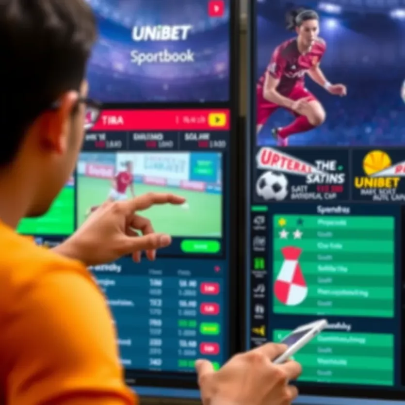 User interface of Unibet sportsbook showcasing various sports betting options