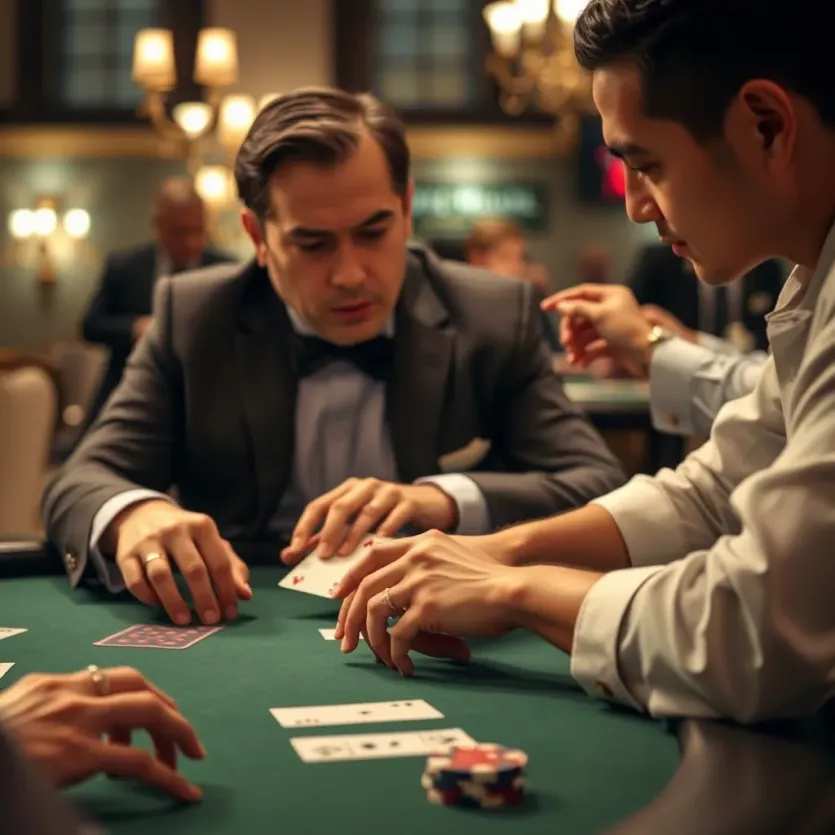Player making a strategic decision in blackjack