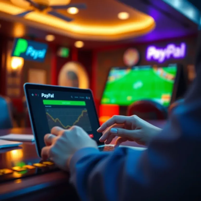 Graphic representation of secure online transactions using PayPal in gambling