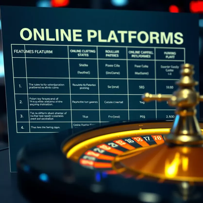A comparison chart showcasing different online roulette platforms with features