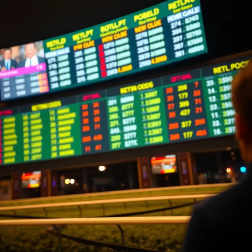 Horse racing odds displayed on screen