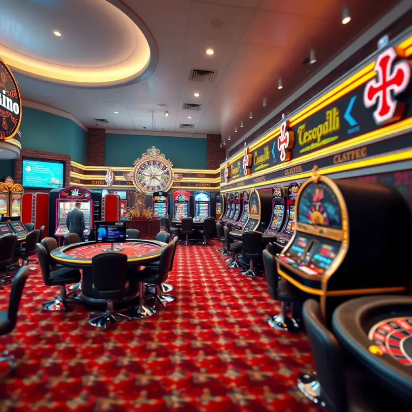 An artistic representation of the evolution of casino history
