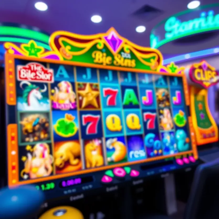 A vibrant online slot game interface showcasing various themes
