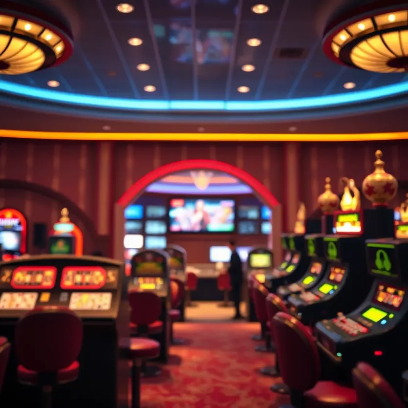 An illustration depicting the evolution of casino gaming through the years.
