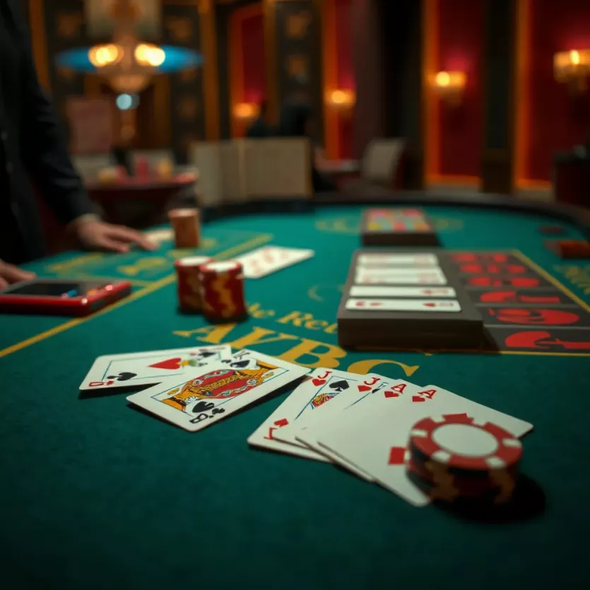 A visual representation of baccarat gameplay showing cards laid out
