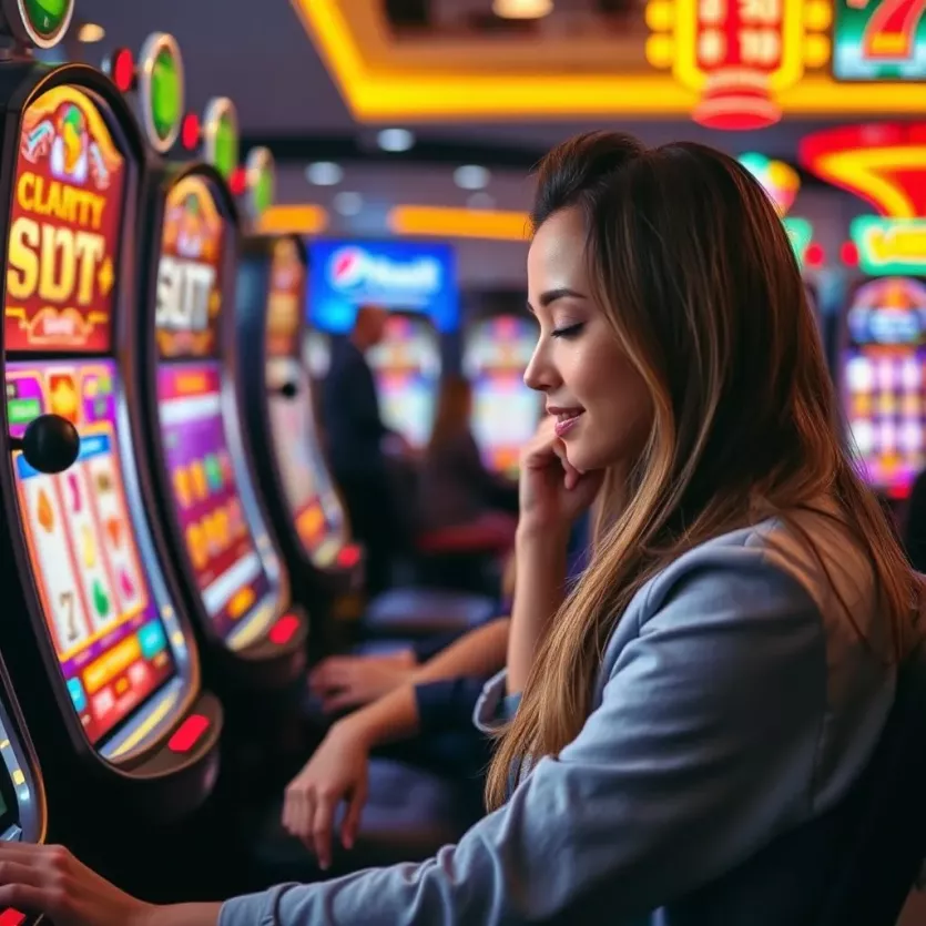 Player engaged in a thrilling slot machine game