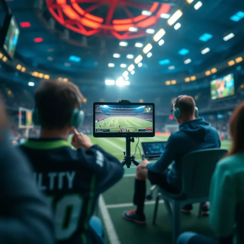 A futuristic depiction of the evolution of sports streaming technology