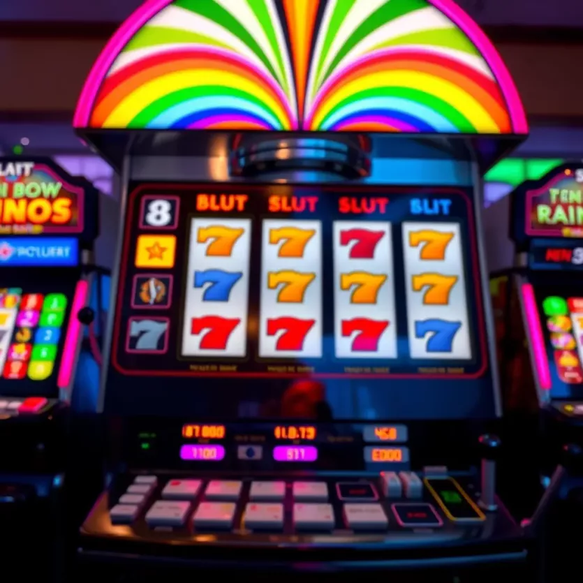 A vibrant depiction of a rainbow-themed slot machine